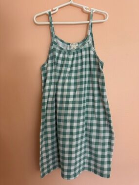 Crewcuts Green and White Gingham Spaghetti Strap Dress girls size 7